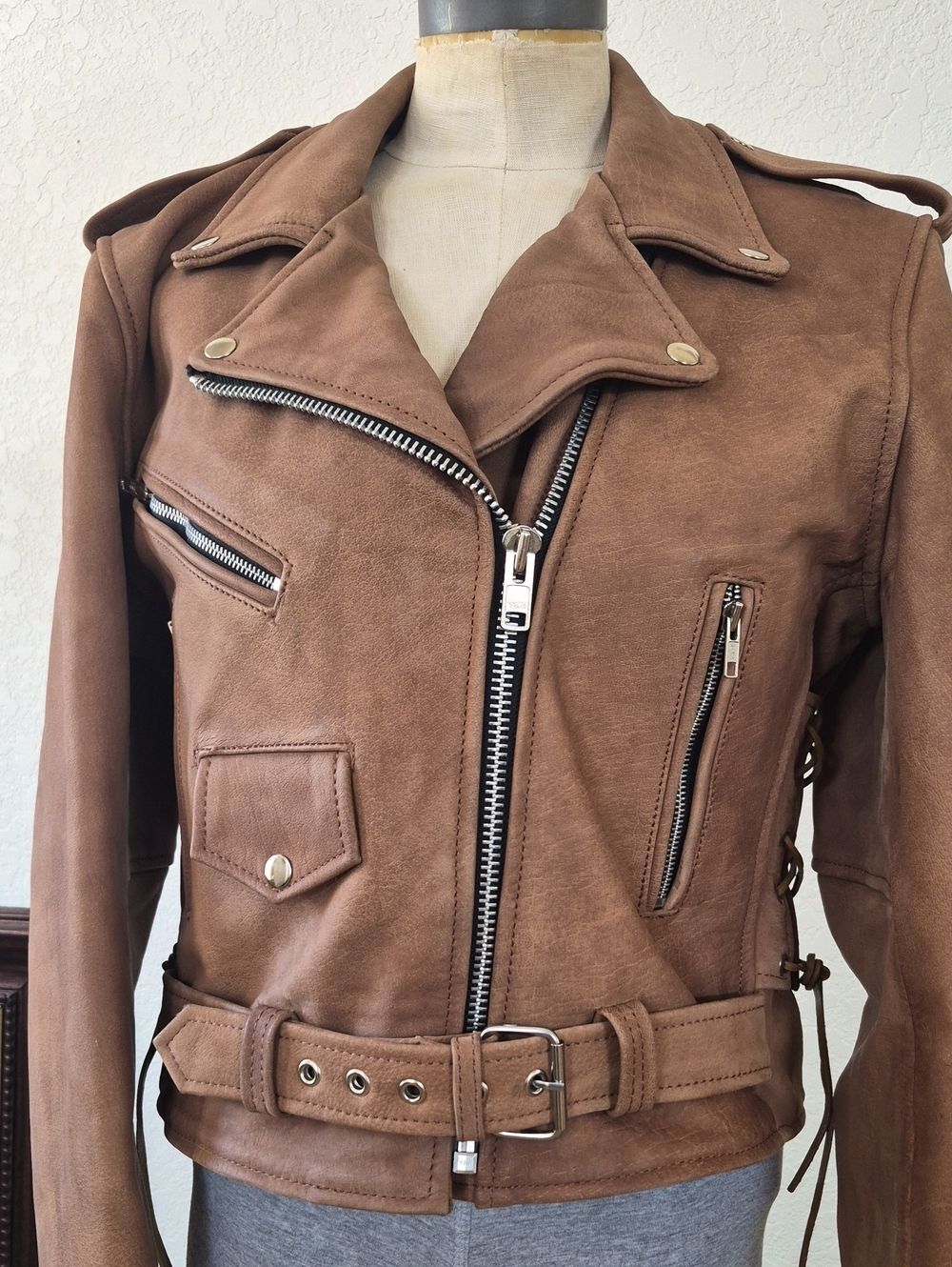 Custom Leather, Chops, 100%Leather w/removalable Lining Motorcycle Jacket